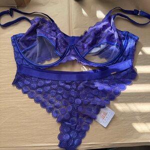 Savage x Fenty “Mod on the Moon” Sparkly Purple Retro Lace and Mesh Lingerie set